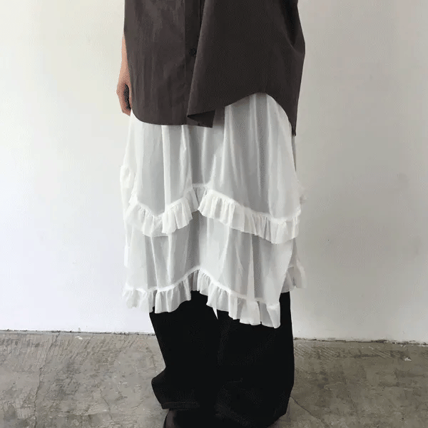 Chiffon Asymmetrical Frill Skirt (1 color)