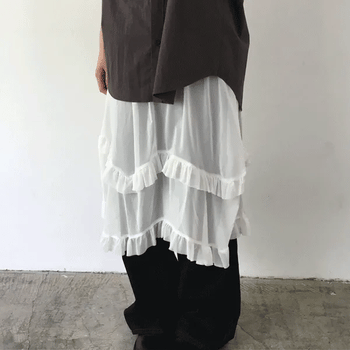 Chiffon Asymmetrical Frill Skirt (1 color)