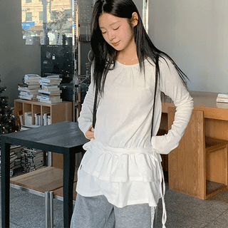 Polpen Frill Round Long Sleeve Tee