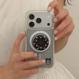 [Set] Lace Dot MagSafe Gel Hard Phone Case + Button Tok