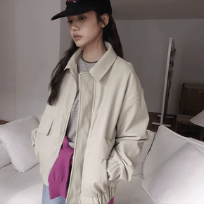 Colorloy Oversized Pocket Leather Jacket