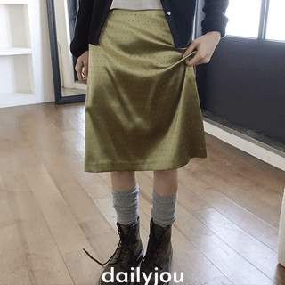 Eleni Dot Pattern Satin Midi Skirt