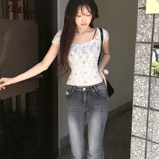 Sienna Flower Lace Short Sleeve T-shirt