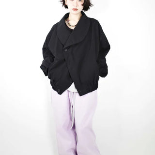 Asymmetrical button round outerwear