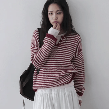 Globe striped button knit