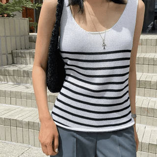 Hive Linen Striped Sleeveless Knit