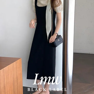 Glitter Pearl Black Long Dress