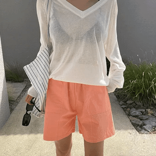 Riche Seethrough Loose Fit VNeck Knit