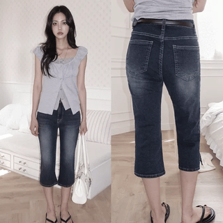 Foretta Slit Capri Denim Pants