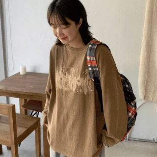 Lulubi Pigment Print Oversized Long Sleeve Tee