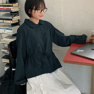 Ha-e Nylon Collar Shirring Blouse  - F/W ver.