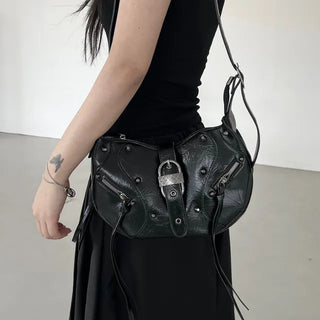 Two-way Leather Shoulder Bag / Motor Bag College Student Bag Peddler Large Capacity Leather Bag Crossbody Bag