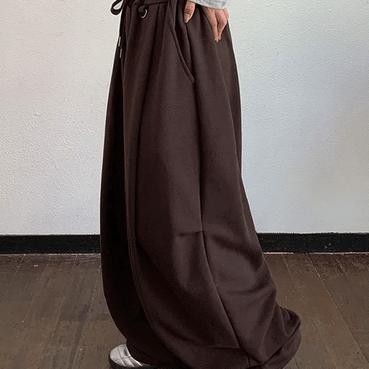 Crete Keyring Elastic Waist Balloon Wide Pants