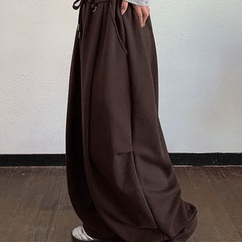 Crete Keyring Elastic Waist Balloon Wide Pants