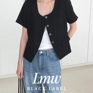 Classic Summer U-Neck Short Sleeve Jacket