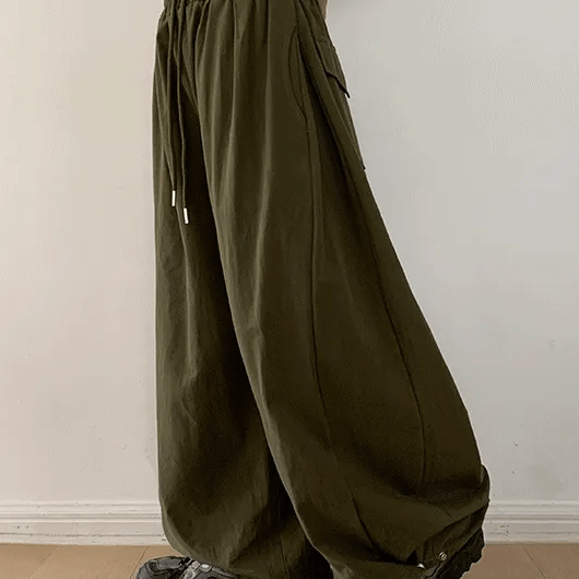 Kalgo Pintuck Elastic Waist Balloon Wide Pants
