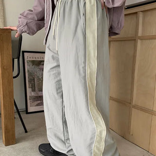 Shuton Track Color Block Elastic Waist Wide Pants