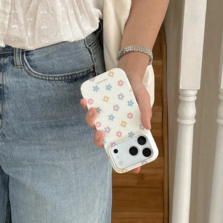 Flower Gingham iPhone 17 Pro Card Holder Hard Case