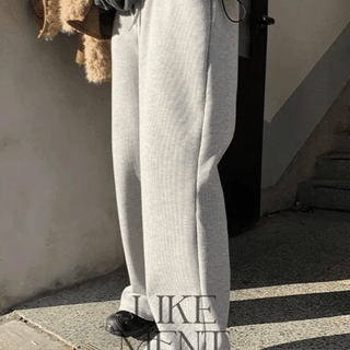 LIKEMENT Tours FleeceLined Waffle Elastic Waist Pants