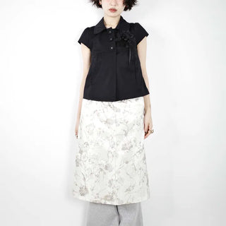 Floral satin skirt