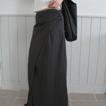 Noven Wrap Shirring Long Skirt