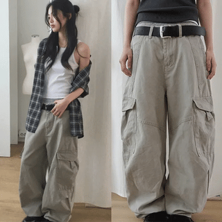 Moel Cargo Balloon Fit Wide Cotton Cargo Pants