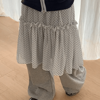 Fmarie Layered Dot Banding Midi Skirt