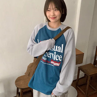 Baone Raglan Color Block Lettering Knit Tee