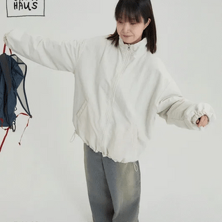 Tobon Reversible Check Nylon Zip-Up Jumper