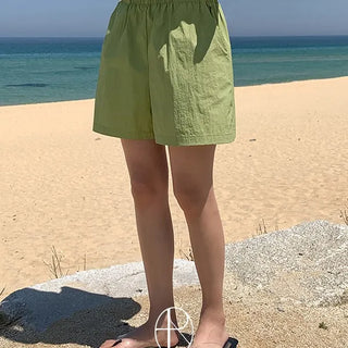 LIKEMENT JELABEE Summer Label Elastic Waist Shorts