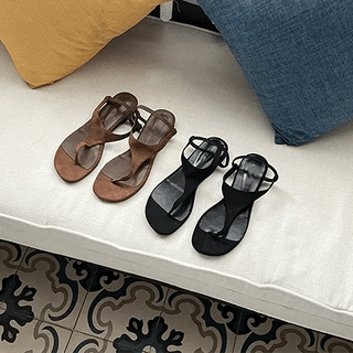 Suede flip-flop sandals