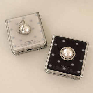 [SET] Soft Blur Dot Z Flip Silver Epoxy Bumper Case + Smart Ring