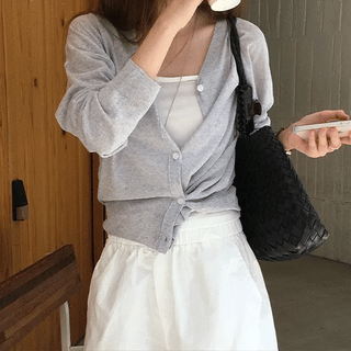 Clis Summer Slub Basic Round Cardigan