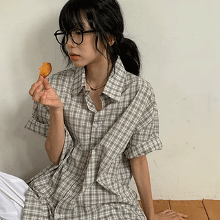 Sose Cozy Check Loose Fit Short Sleeve Shirt