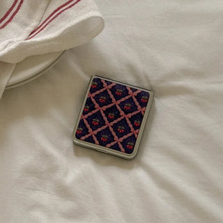 Vintage Cherry Pattern Galaxy Zflip Fold 8 Epoxy Silver Bumper Case