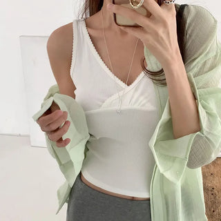 Leaf V-neck Sleeveless