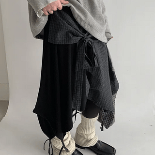 Ricat Check Ribbon Wrap Midi Skirt