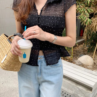 Dot See-through Blouse