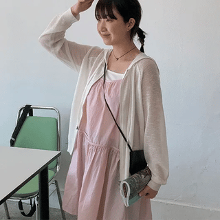 Tsunoka See-through Summer Knit Zip-Up Hoodie
