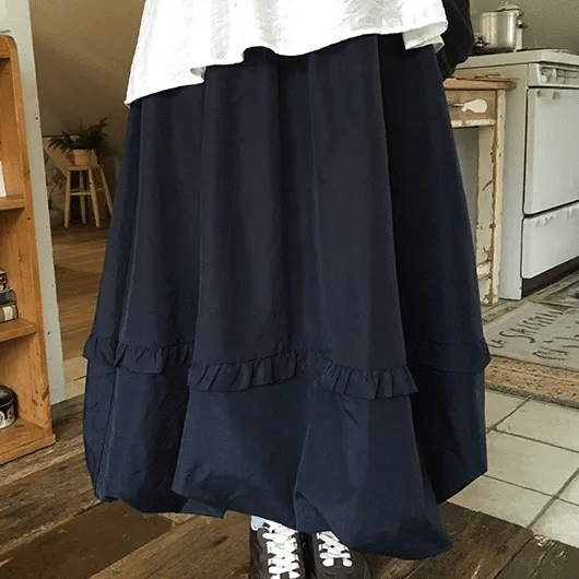 Pearlenny Banding Frill Balloon Long Skirt