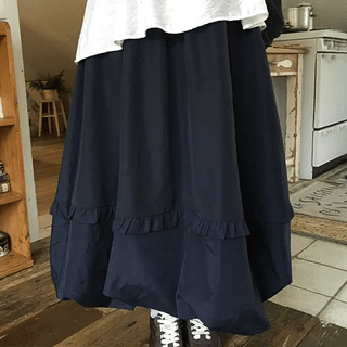 Pearlenny Banding Frill Balloon Long Skirt