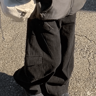 Yanbs Cargo Fleece-Lined Curved Wide Pants