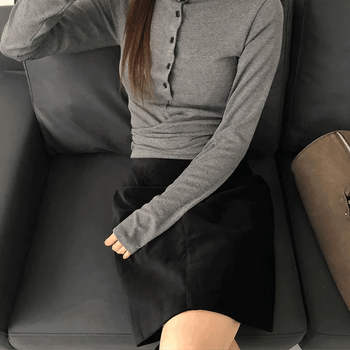 Cave Brushed Button Wrap Tee