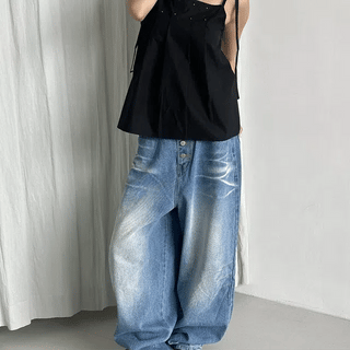DOUBLE BACK POCKET WIDE DENIM