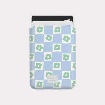 Floral Check MagSafe Card Slot Wallet Pocket Case