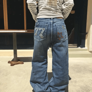 cross lettering pants