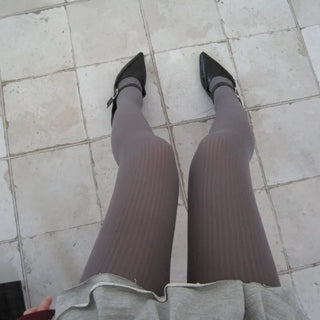 Dust ribbed tights stockings