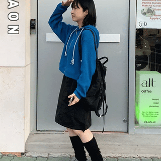 Bonted Waffle Crop Zip-Up Hoodie