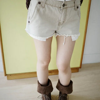 Cut-off denim shorts