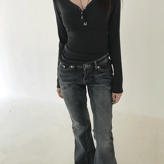 GREY low-rise bootcut pants